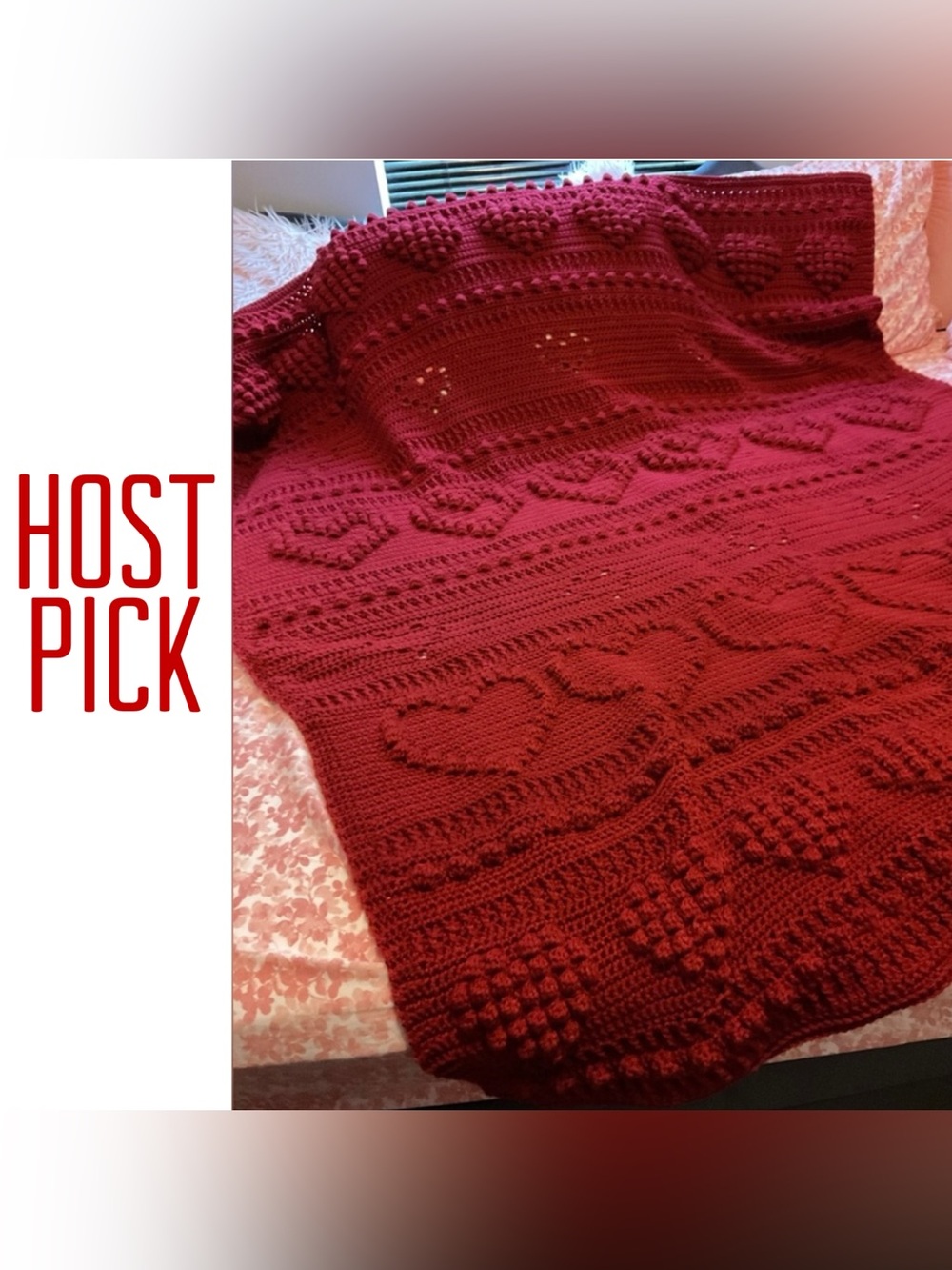 Crochet Heart Blanket - Picture 1 of 8